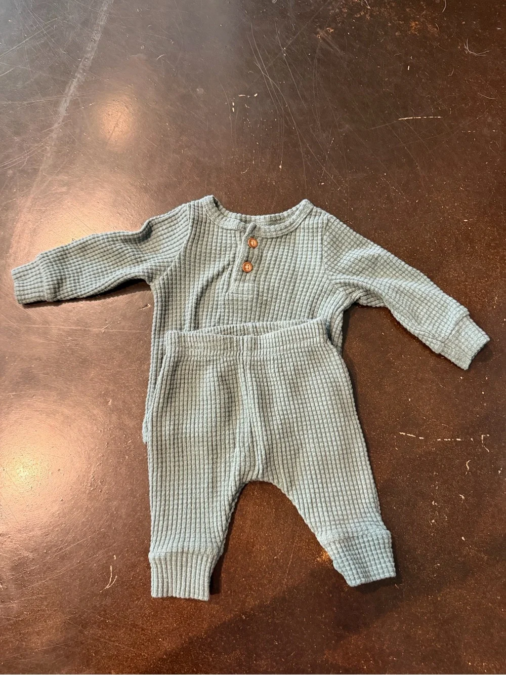 Carter's Sage Green Waffle Knit Set
